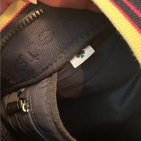 Kate Spade Sport Knit City Navy Backpack with Pink and Yellow Accents EUC